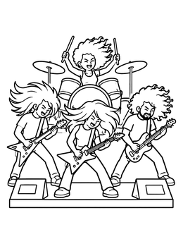 Free printable Rock Band Headbanging On Stage coloring page