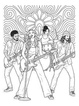 Free printable Rock Band On Psychedelic Stage coloring page