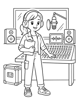 Free printable Sound Engineer In Recording Studio coloring page
