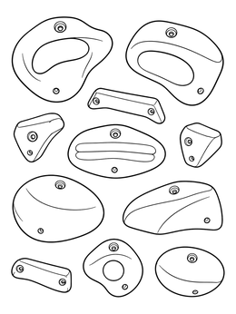 Free printable Assortment Of Climbing Wall Holds coloring page