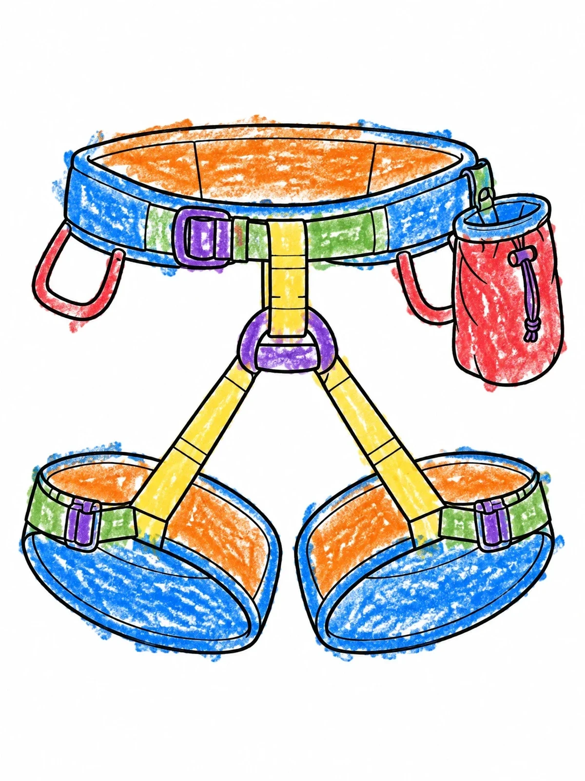 Colored example of the Climbing Harness With Chalk Bag coloring page