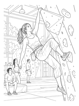 Free printable Bouldering At The Indoor Climbing Gym coloring page