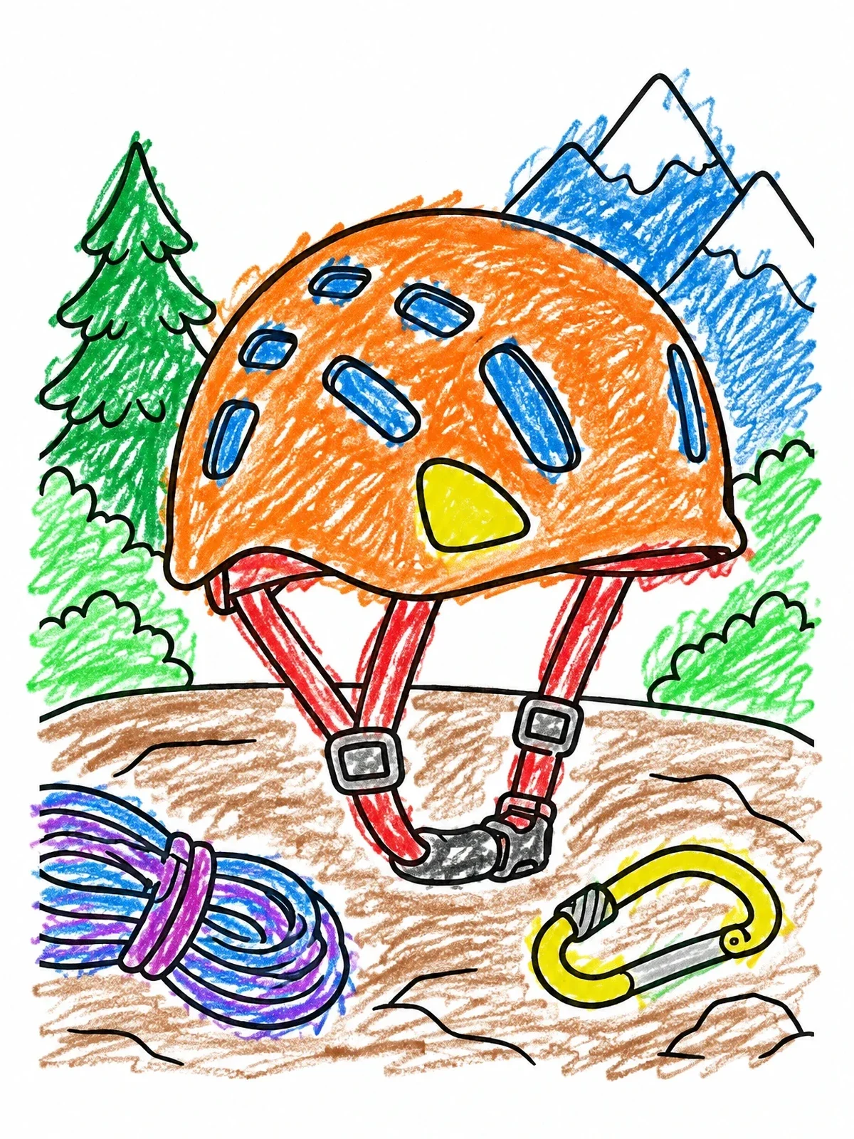 Colored example of the Rock Climbing Helmet And Gear coloring page