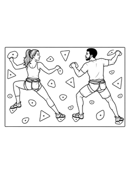 Free printable Two Climbers On Indoor Wall coloring page