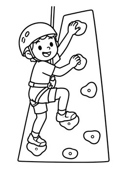 Free printable Young Boy On Climbing Wall coloring page