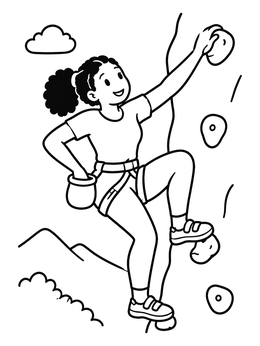 Free printable Young Climber Reaching Up coloring page