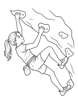 Free printable Young Girl Climbing Overhang Wall coloring page
