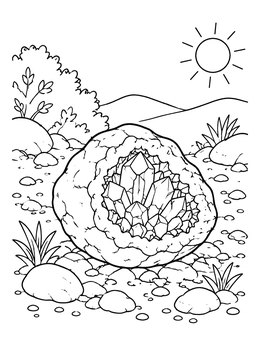Free printable Crystal Geode In The Desert Sun coloring page