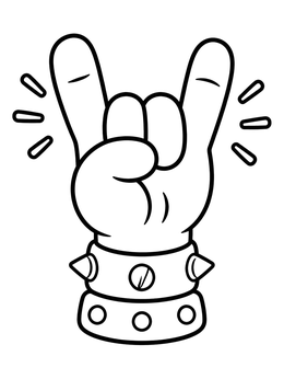 Free printable Rock On Hand Sign With Studded Wristbands coloring page