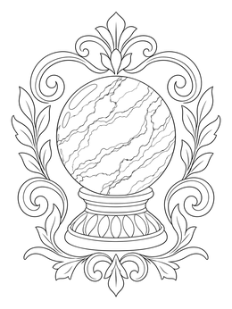 Free printable Polished Marble Sphere On Ornate Stand coloring page