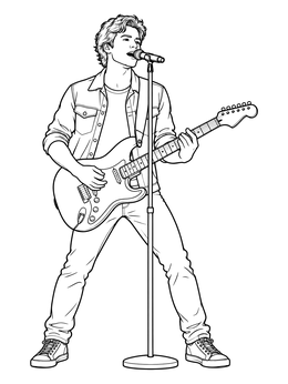 Free printable Rock Singer With Electric Guitar coloring page