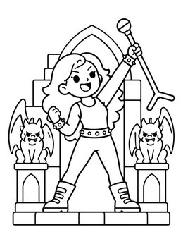 Free printable Rock Singer On Gothic Stage coloring page