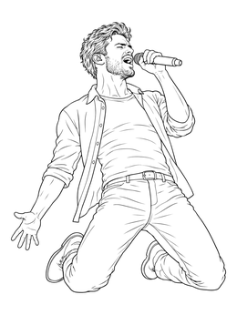 Free printable Rock Singer Sliding On Knees coloring page
