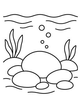 Free printable Smooth River Pebbles Underwater coloring page