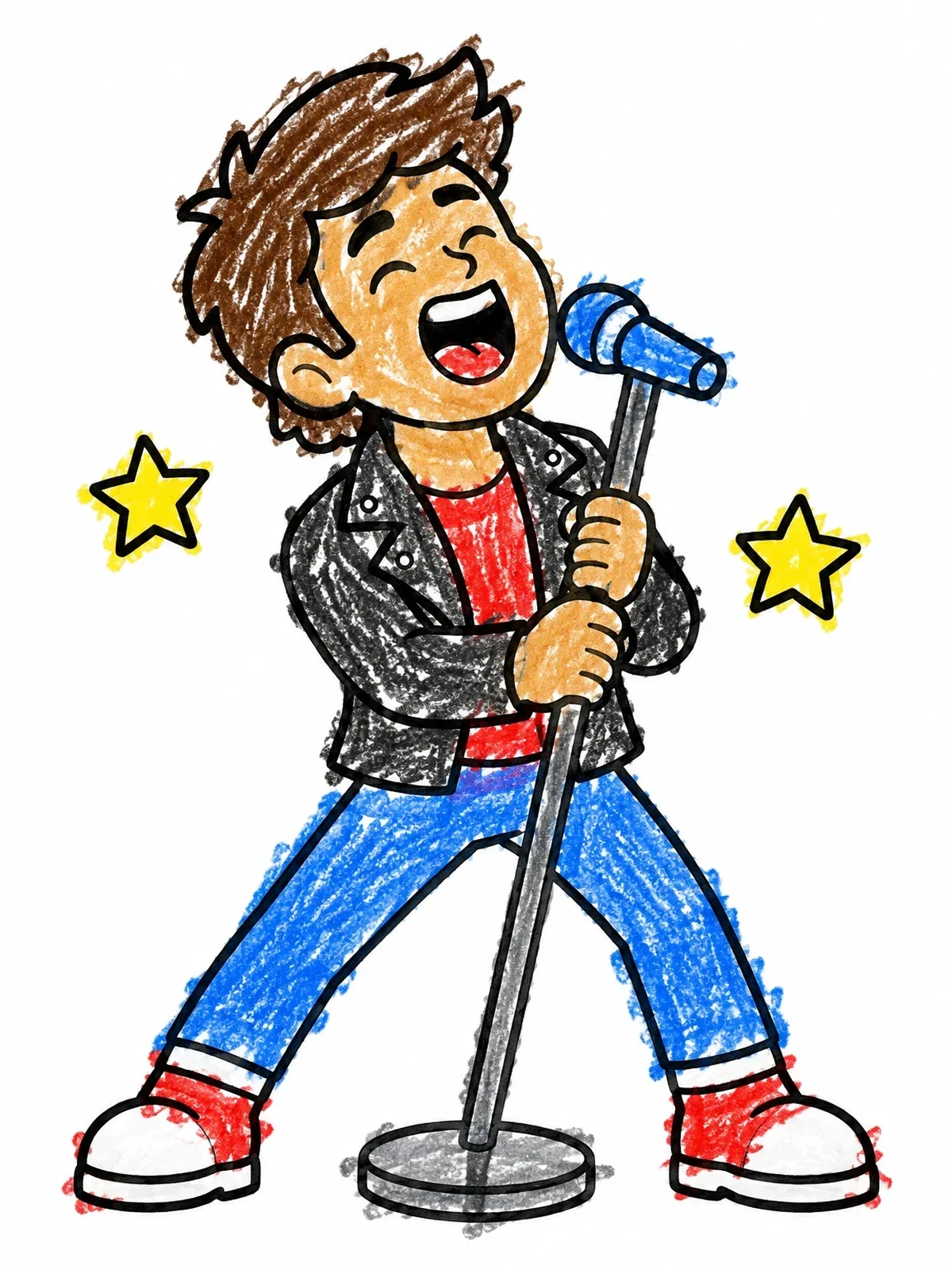 Colored example of the Rock Star Singer With Microphone coloring page