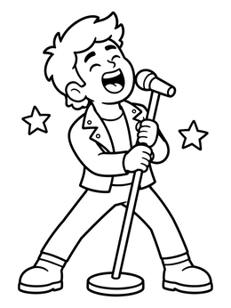 Free printable Rock Star Singer With Microphone coloring page