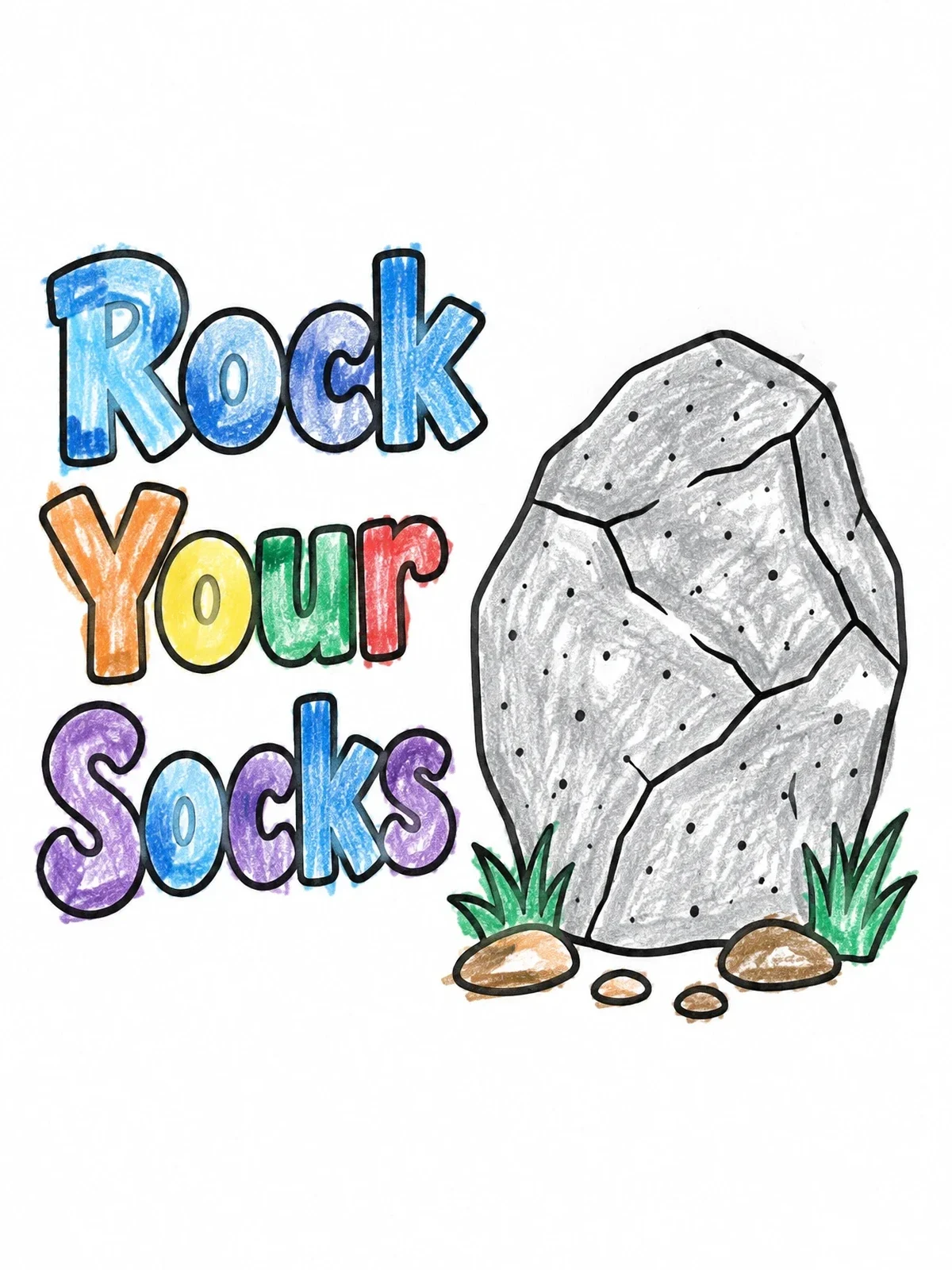 Colored example of the Rock Your Socks Boulder Design coloring page