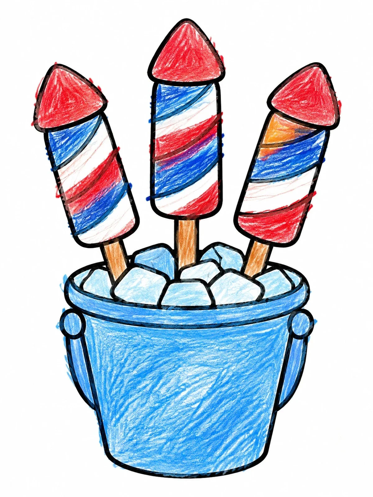 Colored example of the Rocket Popsicles In Ice Bucket coloring page