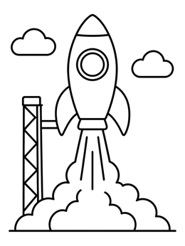 Free printable Rocket Ship Blast Off coloring page