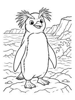 Free printable Rockhopper Penguin On Rocky Shore coloring page