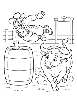 Free printable Rodeo Clown And Charging Bull coloring page