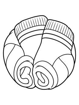 A rolled-up pair of athletic socks coloring page folded neatly into a compact bundle.
