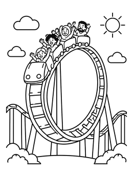 Free printable Roller Coaster Loop In The Park coloring page