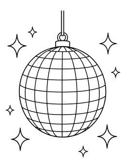 A sparkly disco ball hangs in this roller skating coloring page.