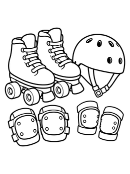 Free printable Roller Skates And Protective Gear coloring page