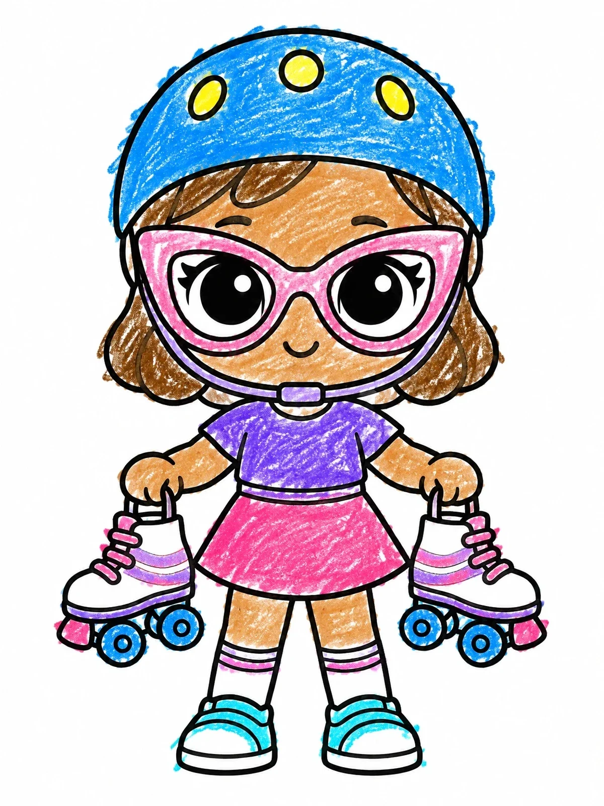 Colored example of the Roller Skating Doll With Helmet coloring page