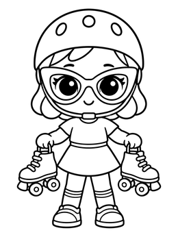 Free printable Roller Skating Doll With Helmet coloring page