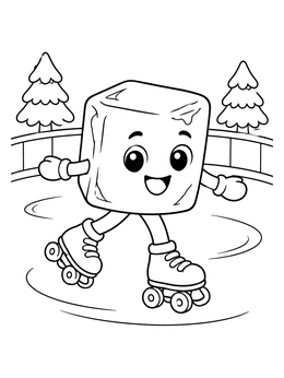 Free printable Roller Skating Ice Cube Character coloring page