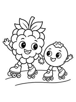 Free printable Roller Skating Raspberry And Blueberry coloring page