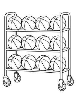 Free printable Rolling Basketball Storage Rack coloring page
