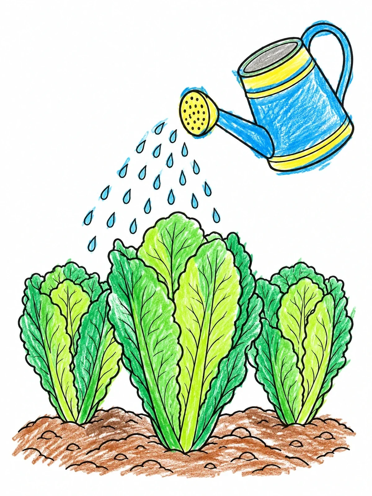 Colored example of the Romaine Lettuce And Watering Can coloring page