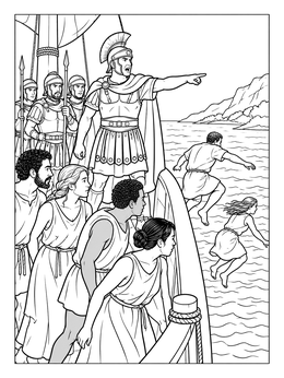 Free printable Roman Centurion Directing Shipwreck Survivors coloring page