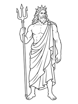 Free printable Roman God Neptune With Trident coloring page