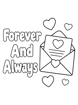 Free printable Forever And Always Love Letter coloring page