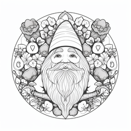 Free printable Romantic Gnome Mandala For Love Birds coloring page