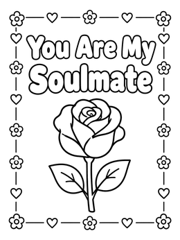 Free printable Rose With You Are My Soulmate coloring page