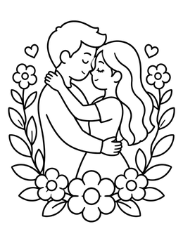 Free printable Sweet Young Couple In Love coloring page