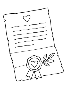Free printable Vintage Love Letter With Wax Seal coloring page