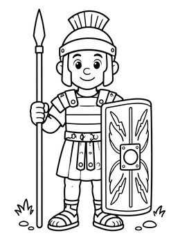 Free printable Cute Roman Soldier With Shield coloring page