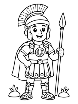 Free printable Friendly Roman Soldier With Spear coloring page