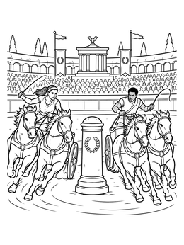 Free printable Roman Chariot Race In Circus Maximus coloring page