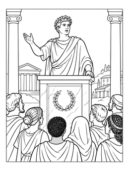 Free printable Roman Emperor Addressing The Citizens coloring page