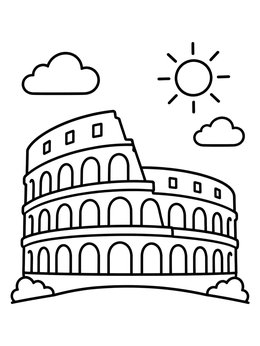 Free printable Simple Roman Colosseum Under The Sun coloring page