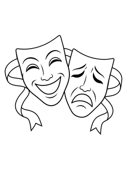 Free printable Theater Comedy And Tragedy Masks coloring page