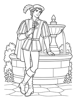 Free printable Romeo By The Stone Fountain coloring page