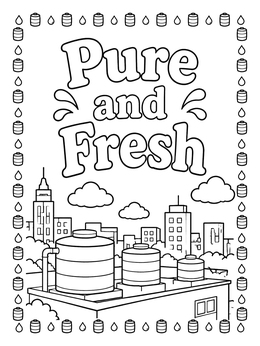Free printable Rooftop Water Tanks In The City coloring page
